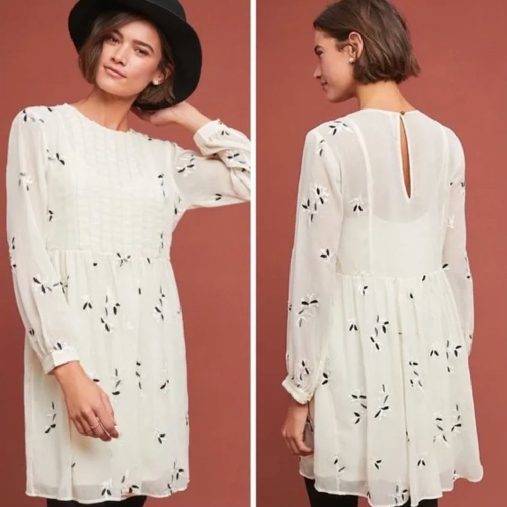 Anthropologie Feuille Embroidered Dress